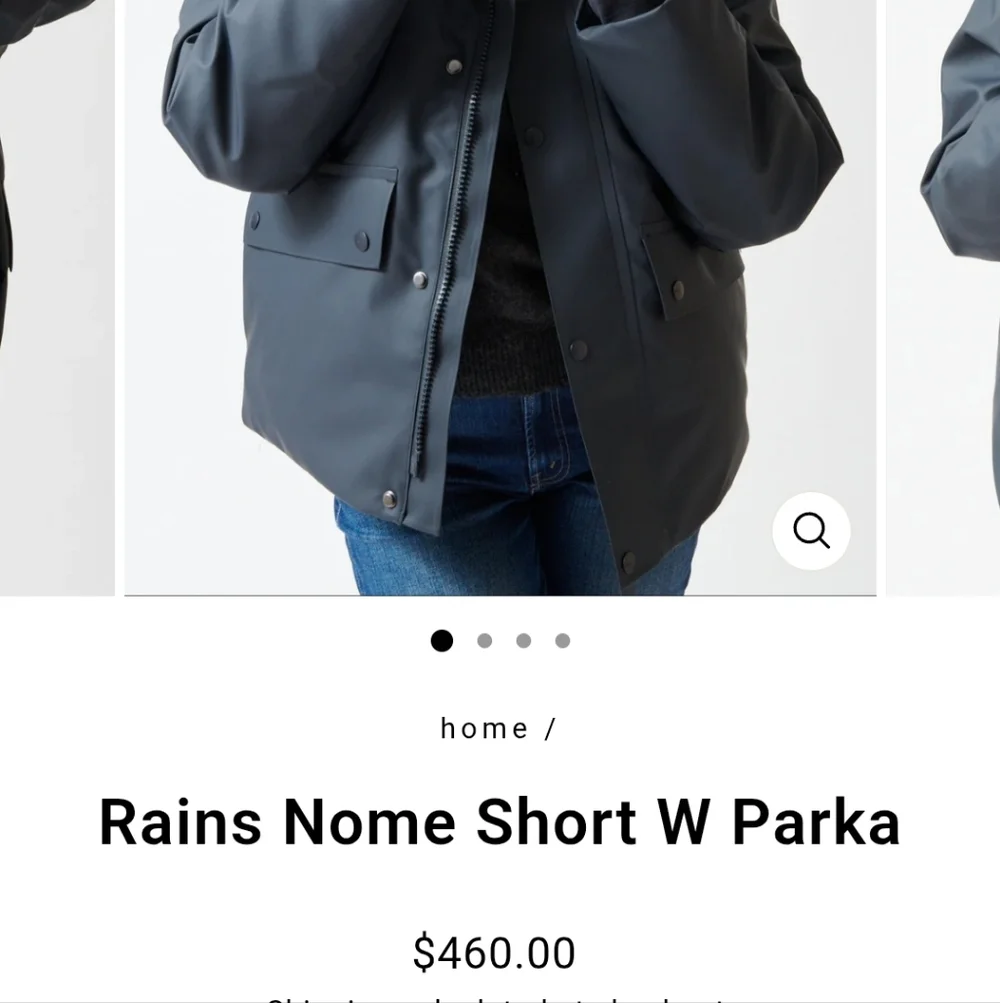 Rains Dark Gray Short Parka - Picture 1 of 3
